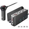 OOWOLF Caricatore accendisigari QC 3.0 140W 12V/24V,Accendisigari usb Interruttore di alimentazione caricabatterie per auto,3 DC socket splitter 4 porte USB distributore auto per smartphone,tablet,GPS