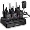 ESYNiC 6 Pezzi Walkie Talkie Radio USB Ricaricabile PMR 446MHz VOX Ricetrasmittente Portatile 16 Canali Singola Banda Walkie-Talkie Professionali con Cavo Auricolari Funzione Torcia Elettrica
