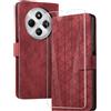 binandteam Cover a Libro per Xiaomi Redmi 14C 4G / Redmi A4 5G (6.88) con Vetro Temperato,Custodia in Pelle PU Magnetica Flip Porta Carte Wallet Supporto Portafoglio Case - Rot