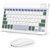 Nsyee Set Tastiera e Mouse Wireless, Tastiera Bluetooth Tablet Portatile Sottile Ricaricabile Universale per iPad/Tablet/PC/iOS/Android/Windows/Samsung Tab/Lenovo, Layout Italiano,(Bianco e Verde)