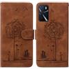 SEHEYA Cover Libro per Oppo A16 / A16S / A54S Custodia in Pelle PU Premium Portafoglio Goffrato Dente di Leone Gatto Motivo Flip Cellulare Case con Porta Carte Magnetica, Marrone