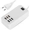 Agatige Stazione di Ricarica a 6 Porte, Hub per Stazione di Ricarica Rapida a 6 Porte 100‑240 V Caricabatterie USB Multiporta Carica Alimentatore per Smartphone, Tablet e Altro(Bianca)