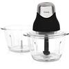 H.Koenig Mini Tritatutto elettrico Nero opaco LEO9 2 Ciotole di vetro graduata resistente 1L Lame in acciaio inox, facile da usare, verdure, spezie, frutta secca, coperchio per conservazione