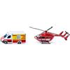 Siku 1748, Set di Salvataggio, Elicottero di Soccorso e Ambulanza Mercedes Benz, Giocattolo per Bambini, Metallo/Plastica, Rosso/Bianco, Rotori Rotanti