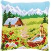 VERVACO Kit Cuscino Punto Croce PRATO DI MONTAGNA Set Ricamo Principianti Cuscini Gobelin Decorativi ca. 40 x 40 cm Accessori Per Lavoretti Creativi DIY Casa Decor Hobby Adulti Cross Stitch