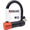 KRASER KR120S Lucchetto a U Blocco Ruota, Robusto, Omologato SRA, Alta Sicurezza Testata, Arco 120x125mm ø18mm Doppia Chiusura, Serratura Antistrappo, Antifurto U Lock per Moto, Scooter