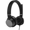 Lenovo Cuffie Go con cavo On Ear con Microfono - Cancellazione Attiva del Rumore ANC - Certificate Microsoft Teams - Cavo USB-C e adattatore USB-A - Nero