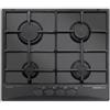 Glem Gas Piano cottura 4 fornelli a gas da incasso 60 cm nero GT64NC