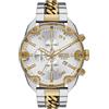 Diesel Orologio Spiked da uomo, movimento cronografo al quarzo con cinturino in acciaio inossidabile, 49 mm, Tono argento e tono oro