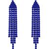 Clearine Nappe Orecchini per Donne Goccia Lunga Navy Blu Strass Cristalli Albero di Natale Dichiarazione Sposa Matrimonio Gioielli Blu-fondo