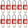 SAFBY Lockout Tagout Lockout, lucchetto di sicurezza, con chiave diversa, lucchetti di sicurezza per blocco fuori tagout, 10 pezzi con numero (rosso 1-10)