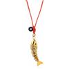 happymaker - Collana estiva da donna, nastro rosso con ciondolo mobile a forma di pesce e occhio portafortuna, collana lunga in tessuto con pendenti, fatto a mano in Germania