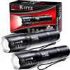 REHKITTZ Torcia Super Luminosa Portatile LED (Confezione da 2), 2000 Lumen Torcia Elettrica, Zoomabile,Formato Tascabile,Impermeabile IP44 e 5 Modalità Di Illuminazione