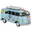 Poli Modellino in latta di bus vintage VW sopramobile da collezione ornamento casa