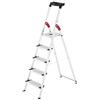 Hailo XXL Scala in Alluminio, 5 Gradini, con Piattaforma, Domestica, Bianco e Rosso