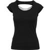 Build Your Brand Ladies Back Cut Tee, T-Shirt Donna, Nero, XS
