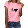 Tuopuda Magliette Donna Estive T-Shirt Manica Corta Elegante Top Cotone Crew Neck Graphic Tee Maglietta Casual Camicia Stampa Shirt Divertenti Sportivi Blusa Moda Top Taglie Forti, Rosa, M