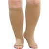 PUTUO Calze Compressione Graduata da Donna: Calzini a Compressione Gambaletti Uomo Calze Contenitivi Taglie Forti Punta Aperta per Sport Viaggi Gravidanza Ciclismo Viaggi in Aereo 1 Paia Beige 6XL