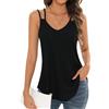 Aottori Canotta Donna Estiva Canottiera con Spalline Sottili Scollo a V Camisole Senza Maniche Elegante Basic Top Sexy Casual Nero S