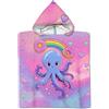 Rowjoy Poncho da bagno per bambini, in microfibra, ad asciugatura rapida, per ragazzi e ragazze, Polpo viola, 60-70