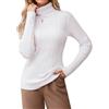 Aottori Maglione Collo Alto Donna Dolcevita a Maglia Invernale Lupetto Manica Lunga Pullover Slim Fit Elegante Maglieria Autunno Classico Tinta Unita Bianco XL