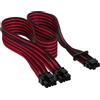Corsair Premium PCIe 5.0 / Gen 5 12VHPWR da 600 W Cavo per Alimentatore - Compatibile con Alimentatori Type-4 Tramite Doppio PCIe a 8 pin - Guaina Intrecciata in Paracord - Nero/Rosso
