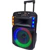 Majestic FIRE T4 - Trolley Bluetooth 5.0, Luci LED multicolore 5 effetti, ingressi USB/microSD/AUX-IN/MIC, Microfono, Telecomando, Batteria, funzione TWS, Impugnatura e ruote per il trasporto