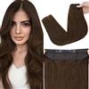 fshine Capelli Umani Extension Con Filo Capelli Veri 30CM 70g Extension Veri Castano Cioccolato Real Hair Extension Filo Invisibile Capelli Veri Extension Lisci Human Hair #4