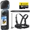 Insta360 X3 Kit Neve - Action Cam 360 impermeabile con sensore da 1/2", foto 360 da 72MP, video 360 5.7K, stabilizzazione, touch screen 2,29", vibrazione, editing IA, live streaming