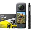 Insta360 X3 Kit Bici - Action Cam 360 impermeabile con sensore da 1/2", foto 360 da 72MP, video 360 5.7K, stabilizzazione, touch screen 2,29", vibrazione, editing IA, live streaming, webcam