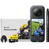 Insta360 X3 Kit Moto - Action Cam 360 impermeabile con sensore da 1/2", foto 360 da 72MP, video 360 5.7K, stabilizzazione, touch screen 2,29", vibrazione, editing IA, live streaming, webcam