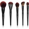 Mankalun Jessup Pennelli trucco viso Pennelli make up Professionale 5 pz Pennello evidenziatore fondotinta sintetico premium polvere nero T273