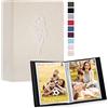 Lanpn Album Fotografico 10x15 50 con Tasche 2 Confezioni, Piccolo Mini Biancheria Album Foto Portafoto Verticale Tascabile Tasca Beige