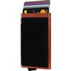 Bronzi® Portafoglio Porta badge Uomo Donna Slim Porta Carte Credito - Protezione RFID - Mini Portatessere tascabile smart schermato (Arancione-Nero)