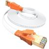 Nixsto Cavo Ethernet 5 metri, Cat 8 Alta Velocità 40 Gbps 2000 MHz Cavo di rete, Piatto Cavo LAN con Connettore Rj45 per Router, Modem, Switch, Gaming, Box TV, più veloce di Cat5e/Cat6/Cat7