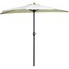Outsunny Ombrellone Mezzaluna da Parete e Muro 2.6 x 1.35 m, Ombrellone da Giardino con Apertura a Manovella e 5 Stecche, Ombrellone a Semicerchio con Palo a 2 Sezioni, Beige
