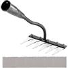 Generic Rastrello da giardino in acciaio al carbonio con 6, 7 o 8 denti, rastrello in ferro resistente per giardinaggio e diserbo, rastrello da giardino in metallo resistente (6 denti)