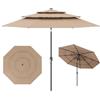 RELAX4LIFE Ombrellone da Giardino 3x3M, Ombrellone Parasole con Manovella Manuale, Inclinazione Regolabile, Palo in Alluminio, Ideale per Spiaggia, Parco, Cortile (Marrone, M3)