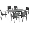 Outsunny Set da Giardino in Alluminio 7 Pezzi con Tavolo Rettangolare Allungabile e 6 Sedie da Esterno con Seduta a Rete Traspirante, Grigio