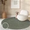 Paco Home Tappeto Cucina Da Esterno Salotto Moderno Balcone Terrazo Motivo Scandinavo Motivo Boho Monocolore, Dimensione:Ø 160 cm tondo, Colore:Verde