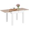 Outsunny Tavolo da Giardino Allungabile da 80/160x80x75 cm, Tavola da Pranzo Estensibile per 4-6 Persone Rettangolare in Alluminio con Piano in PSPC, Per Patio, Terrazzo, Balcone ed Esterno, Bianco