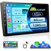 Motorsi 8 CORE 6+128G Motorsi CarPlay 2Din Autoradio con GPS Navigazione, 9 Pollici Android Auto Doppio Din Stereo Auto Bluetooth con Schermo, Supporto Assistente Vocale/WiFi/SWC/FM/RDS/EQ/MirrorLink/ + Mic