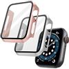 OFFCUP 2 Pezzi Cover per Apple Watch Series 9 (2023) / Series 8 / Series 7, 45mm con Vetro Temperato, Copertura Completa Custodia Rigida HD Clear Pellicola Protettiva (Oro Rosa)