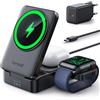 Lamicall 3-IN-1 Caricatore Wireless per MagSafe - [Pieghevole] Stazione Ricarica da Viaggio, Base Ricarica con Supporto per iPhone 17/16/15/14/13/12, per AirPods 2/3/Pro, Compatibile con Apple Watch