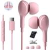 AILZPXX Cuffie USB C per Samsung Galaxy S24 S23 Ultra S22 A56 A55 A54 A16 5G Magnetici Auricolari Tipo C Cuffie con Filo HiFi Stereo Microfono Cuffie Type C compatibile iPhone 15 16 Pro Max Pixel 8 Rosa