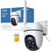 Tapo C501GW Telecamera 4G LTE da Esterno con Slot SIM, FHD 360° PTZ, Visione Notturna a Colori Starlight, IP66, AI Smart, Allarme Sonoro/Luminoso, Alimentato da DC o PoE, Senza Wi-Fi né Batteria