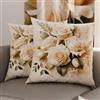 PETTI Artigiani Italiani - Coppia di Federe Cuscino 50x50 cm in Microfibra, Cuscini Arredo Camera da Letto, Divano, Salotto, Set 2 Fodere Copricuscino, Federa Floreale Panna, 100% Made in Italy