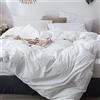 MOOMEE Set copripiumino in 100% cotone lavato, effetto lino, traspirante, resistente, morbido e confortevole (bianco sporco, king size)