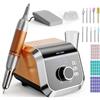 HOMEASY Fresa Elettrica per Unghie Professionale 45000 Giri 45 Velocità con Pedale - 11 Frese per Unghie + 75 Bande, <40dB Silenziosa per Casa e Nail Art