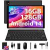 PIXPEAK Tablet 10 pollici 4G lte e 5G WiFi, Android 14.0 Octa-Core 2.0GHz, 36GB RAM, 128GB ROM (1TB Espandibile), INCELL 1920 * 1200, 13MP+8MP, Tablet in offerta con Tastiera etc, GPS/Bluetooth, Nero